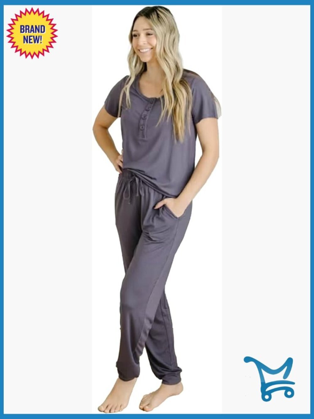 Nursing Lounge Set, Relaxed Fit, Buttery Soft, Button Down Top, Jogger Pants, 2